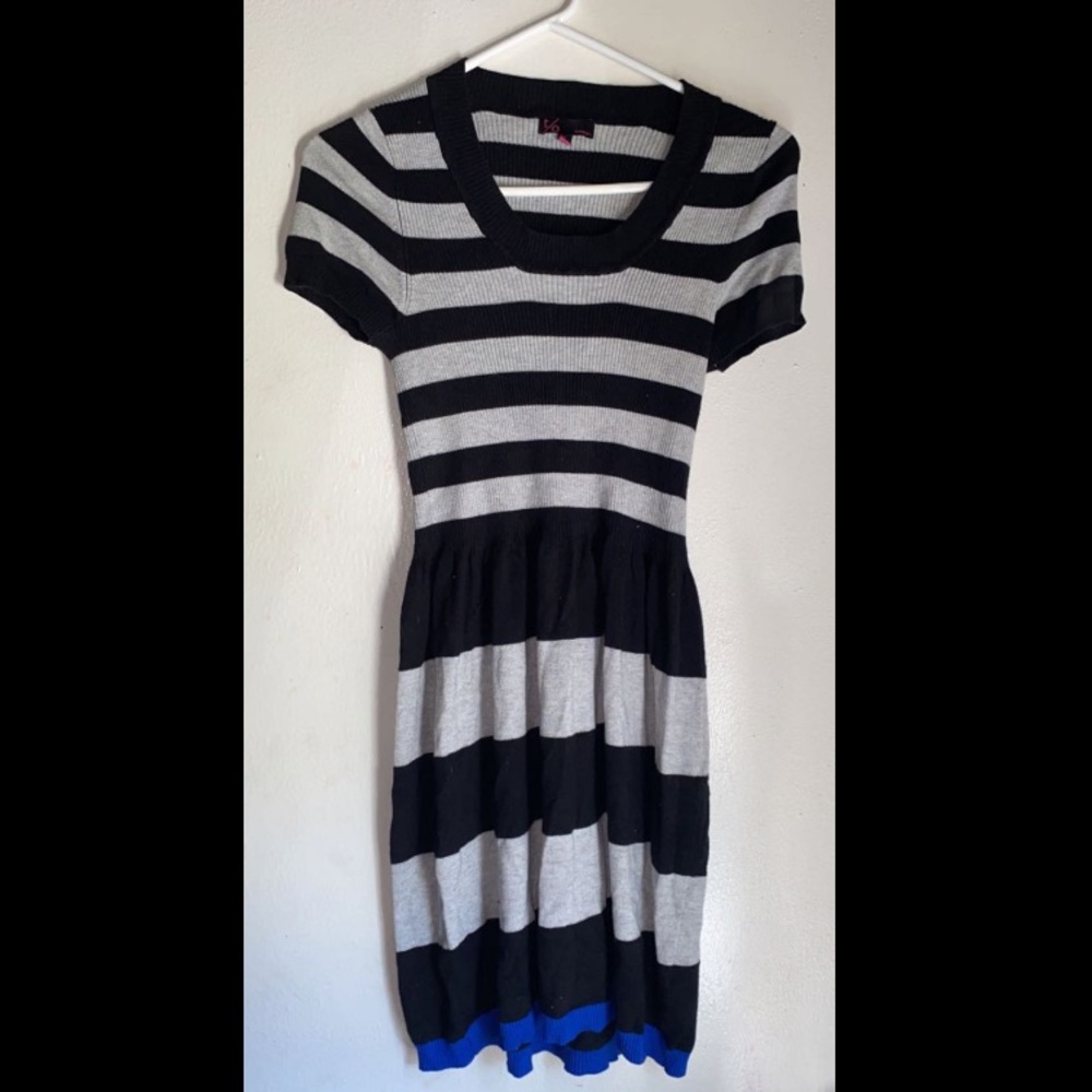 Women’s black and gray striped t/o sweater dress